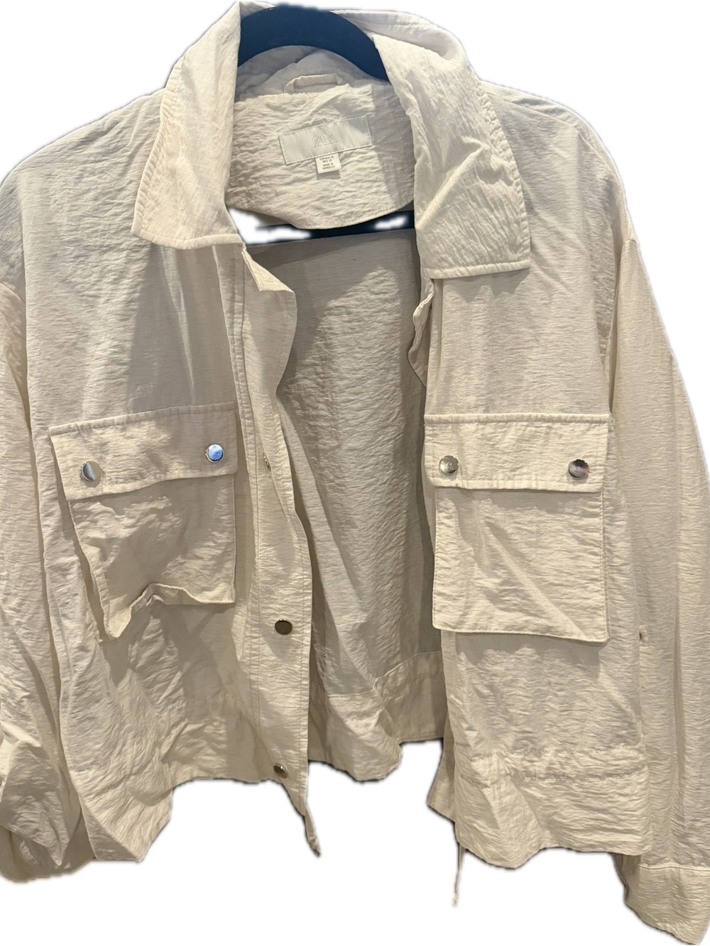 Zara Cream Utility Jacket with Front Flap Pockets